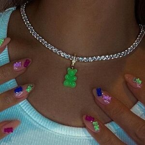 Treats Studio 4MM TENNIS CHAIN choker diamond necklace 16 INCH GOLD Gummy Bear